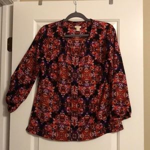 J.Crew 3/4 Sleeve Blouse - great detailing!